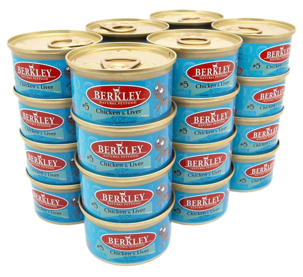 

Влажный корм для кошек Berkley №5 с курицей и печенью, 24 шт по 85 г, Tay №5