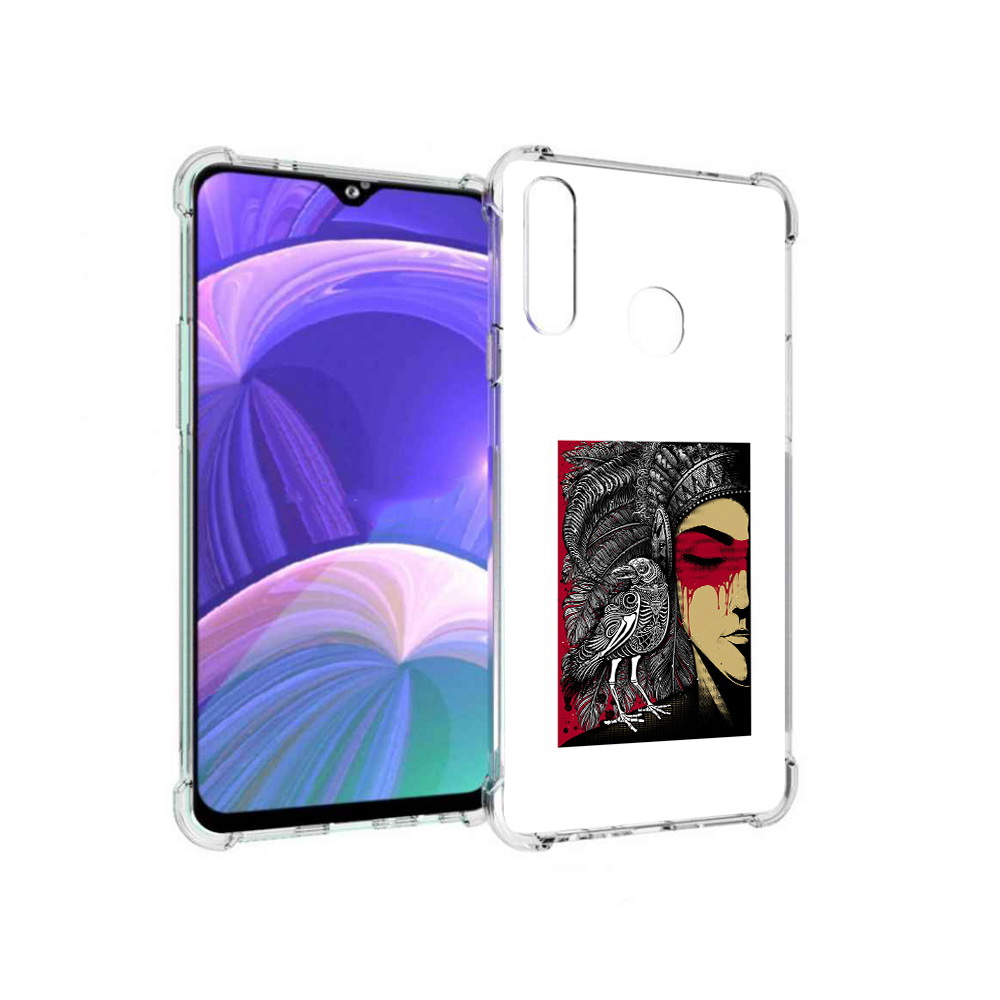 

Чехол MyPads Tocco для Samsung Galaxy A20s девушка с вороном в абстракции, Прозрачный, Tocco