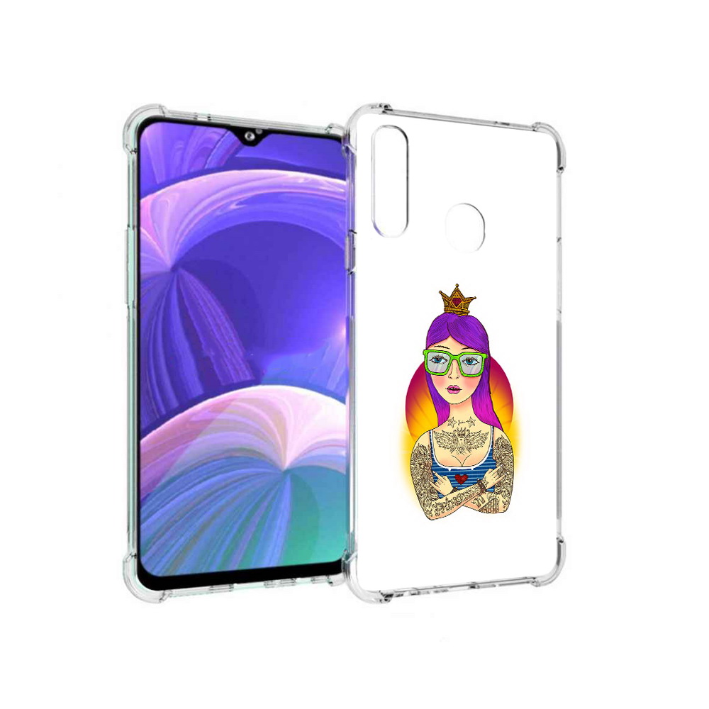 

Чехол MyPads Tocco для Samsung Galaxy A20s девушка в татуировках с короной, Прозрачный, Tocco