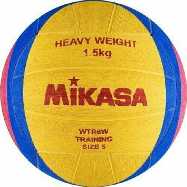 Мяч для водного поло MIKASA WTR6W р.5, муж, резина, вес 1500 г, дл. окр.68-71см, жел-син-р