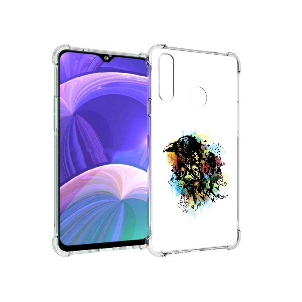 

Чехол MyPads Tocco для Samsung Galaxy A20s ворон и черепа (PT139755.554.273), Прозрачный, Tocco
