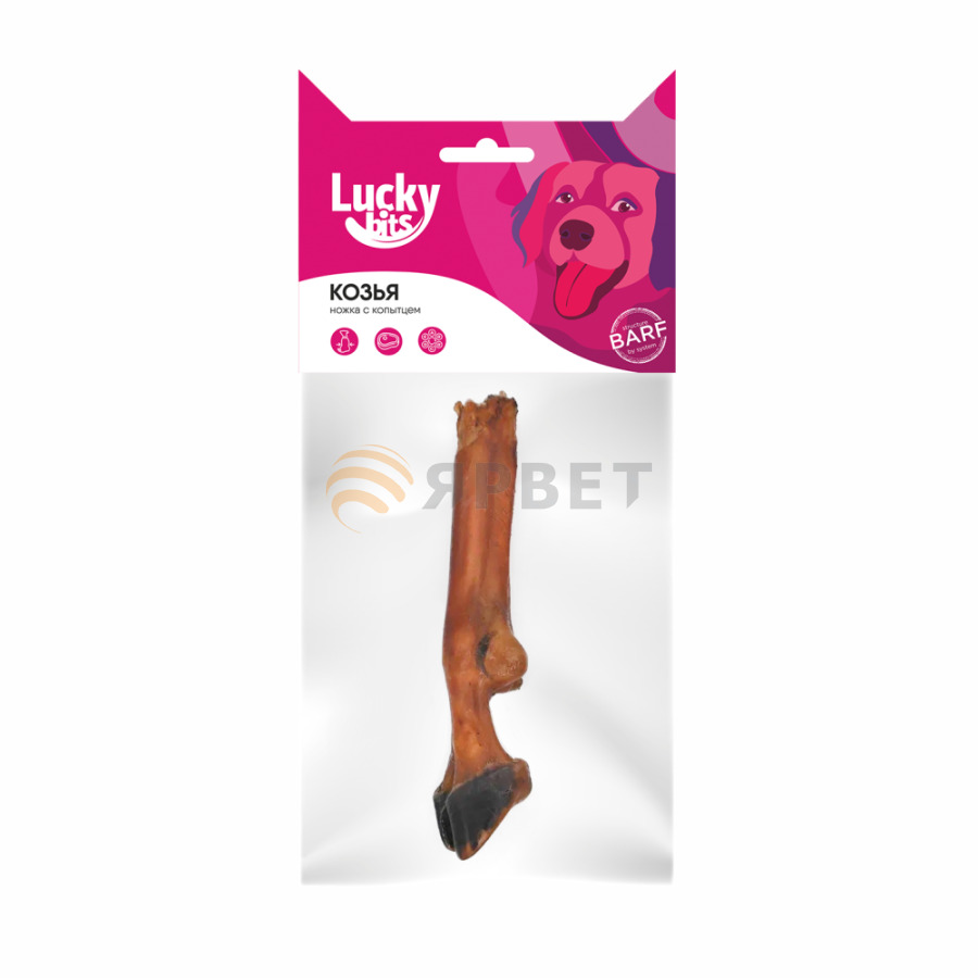 фото Лакомство для собак lucky bits козья ножка с копытцем, 100 гр. (7 шт) nobrand