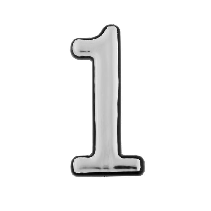 

Цифра дверная "1" ТУНДРА, пластиковая, цвет хром, 1 шт., Серебристый