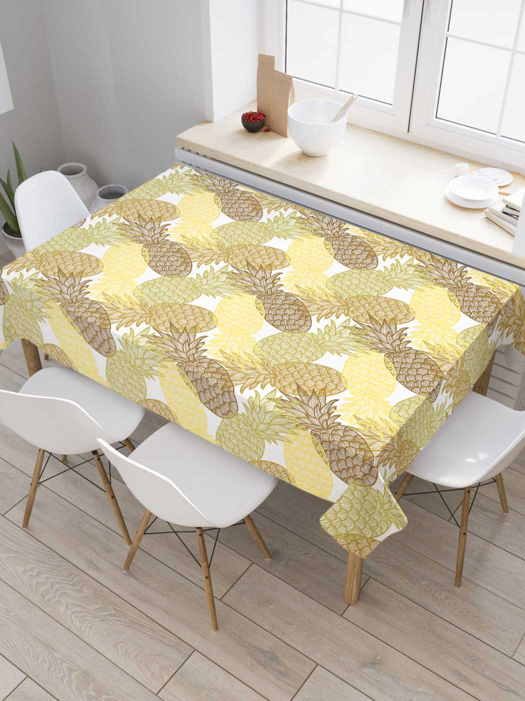 

Скатерть прямоугольная JoyArty "Узор с ананасами" из сатена, 120x145 см, Узор с ананасами