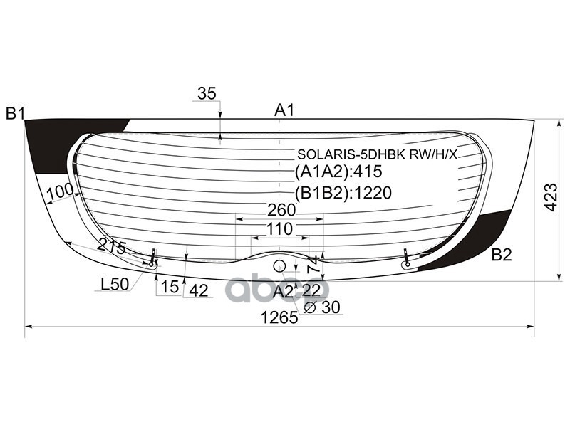 

Стекло Заднее С Обогревом Hyundai Solaris/Accent 5D Hbk 10-17 Xyg Арт. Solaris-5Dhbk Rw/H/