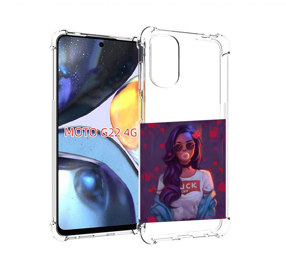 

Чехол MyPads девушка-с-жвачкой женской для Motorola Moto G22 4G, Прозрачный, Tocco
