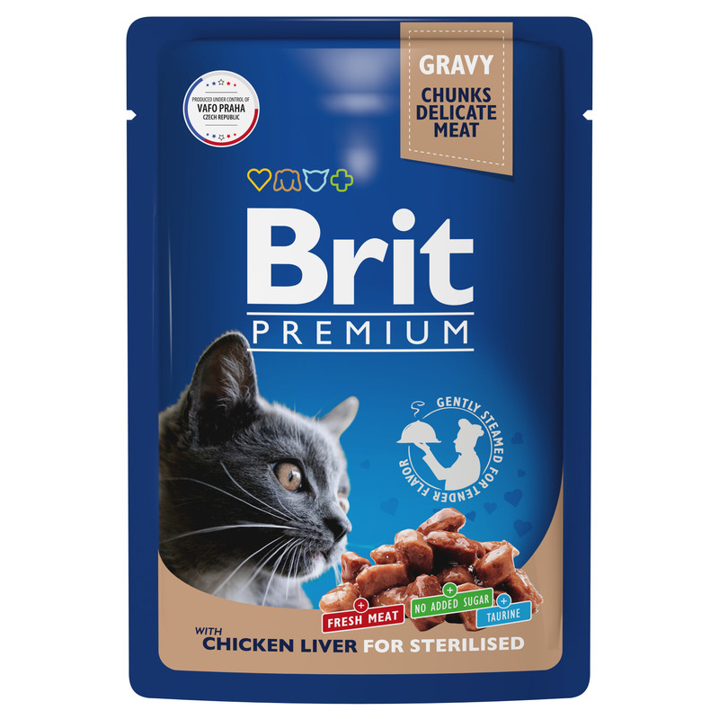 фото Влажный корм для кошек brit brit premium для стерилизованных, печень, 85г