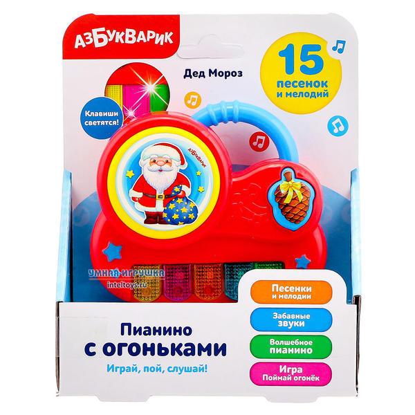 

Интерактивное пианино с огоньками Азбукварик Дед Мороз, Кн-Азб83548/2343