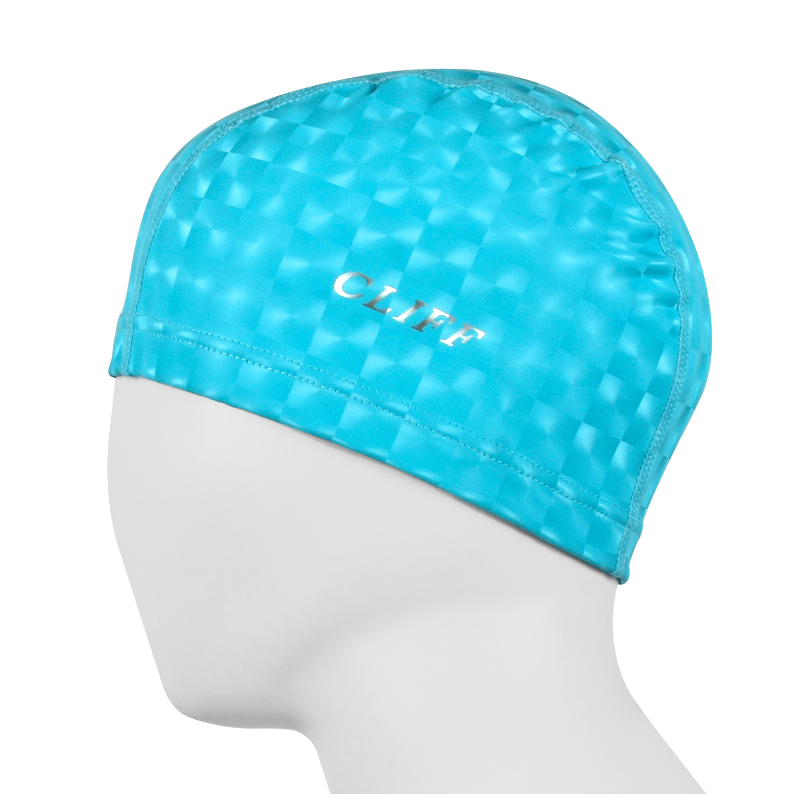 Шапочка для плавания CLIFF силиконовая с лайкрой, 3D, голубая