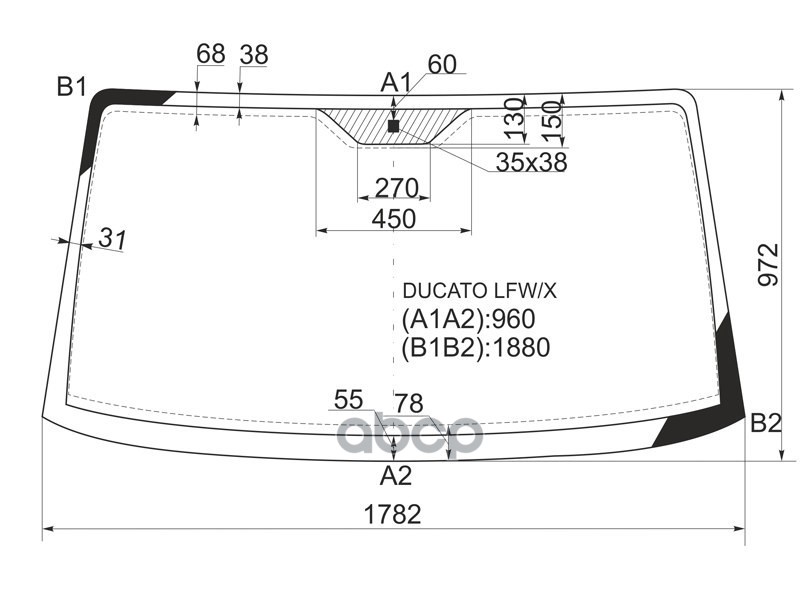 Стекло Лобовое Peugeot Boxer/Citroen Jumper/Fiat Ducato 94-06/Fiat Ducato (Сб. Россия) 08-