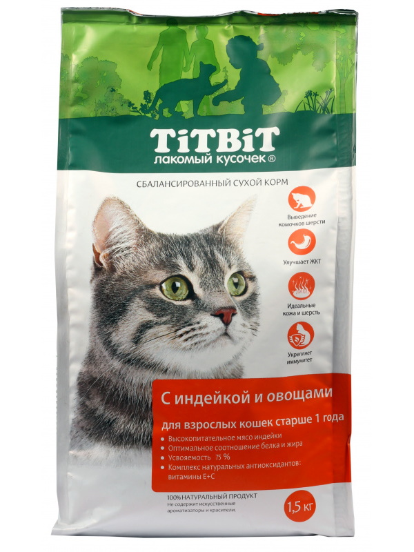 фото Сухой корм для кошек titbit, индейка, 1.5кг