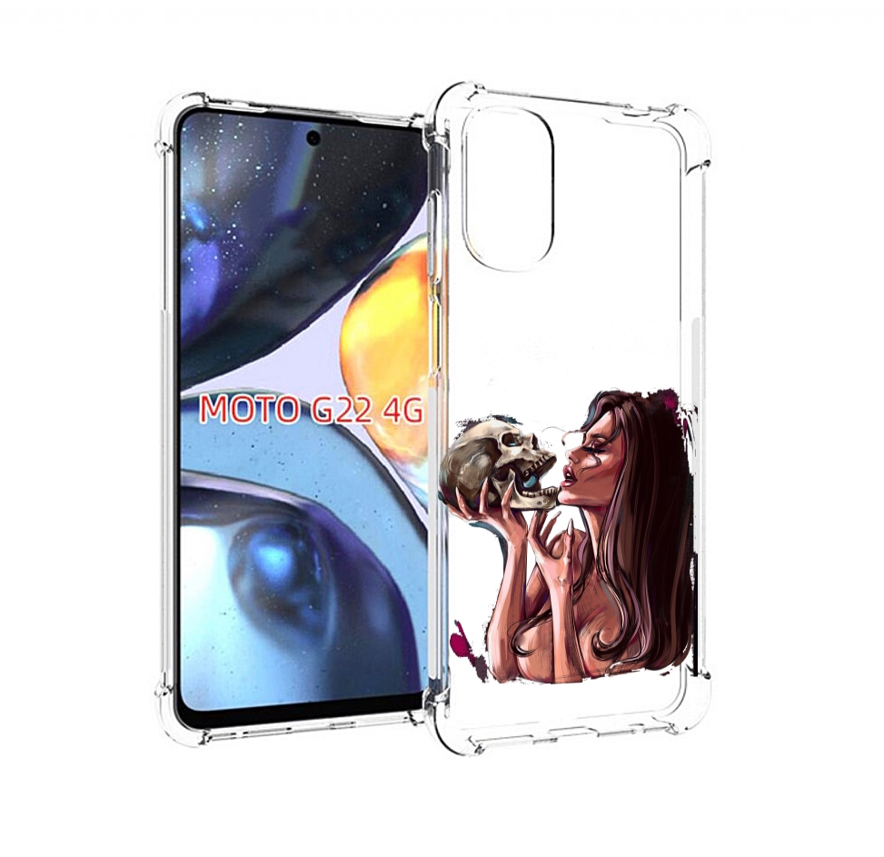 

Чехол MyPads девушка-модель-с-черепом для Motorola Moto G22 4G, Прозрачный, Tocco