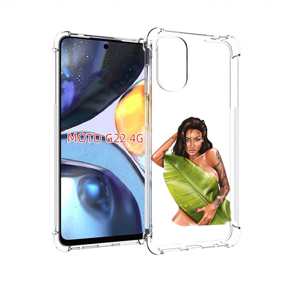 

Чехол MyPads девушка-модель-с-большим-листом женский для Motorola Moto G22 4G, Прозрачный, Tocco