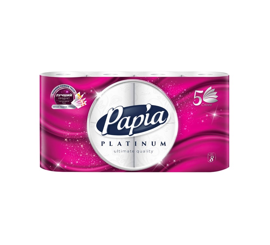 Туалетная бумага Papia Platinum 5 слоев 8 рулонов