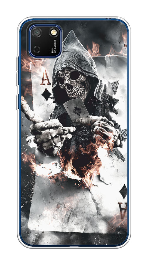 

Чехол на Honor 9S/Huawei Y5p "Карты черепа в капюшоне", Белый;серый, 6103750-1