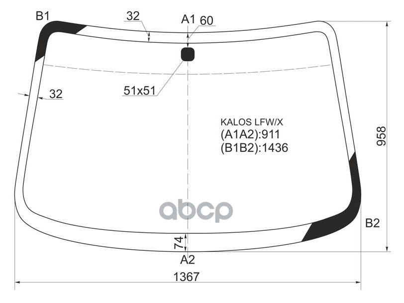 

Стекло Лобовое Chevrolet Aveo 3/4/5D Hbk 03-08/Daewoo Kalos 3/4/5D 02-08 Xyg Арт. Kalos Lf