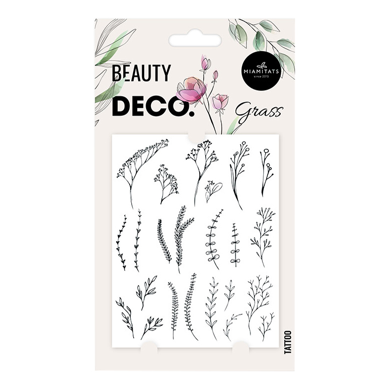 

Татуировка переводная для тела Deco Floral by Miami tattoos Grass, Черный