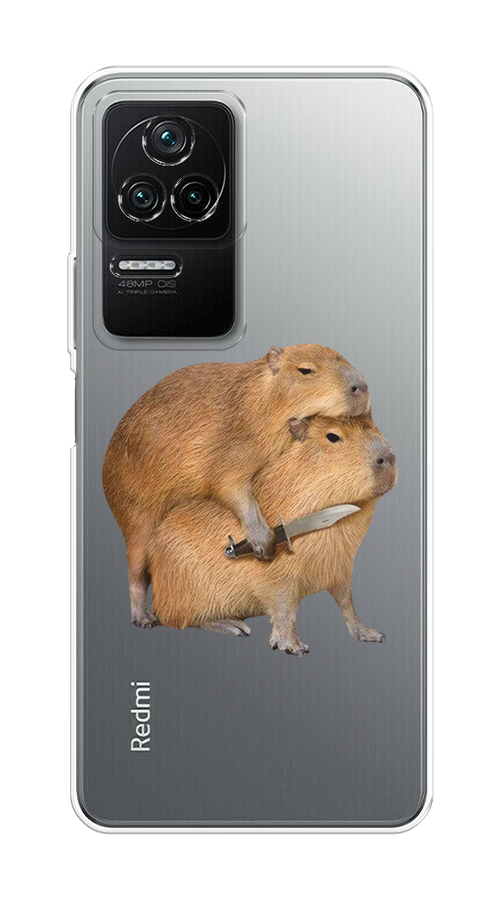 

Чехол на Xiaomi Poco F4/Redmi K40S "Капибара с ножом", Бежевый, 315350-1