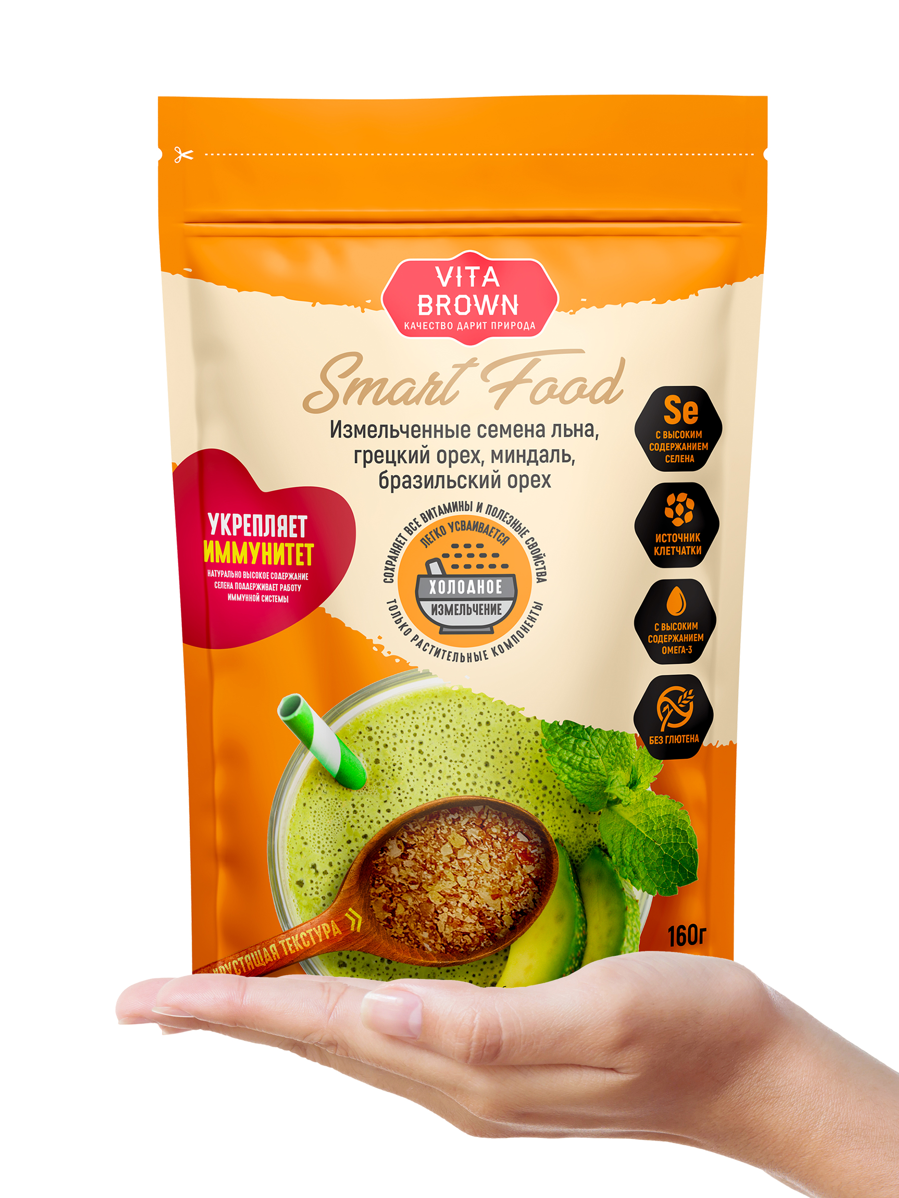 

Смесь орехов и семечек Vita Brown Smart Food измельченная 160 г