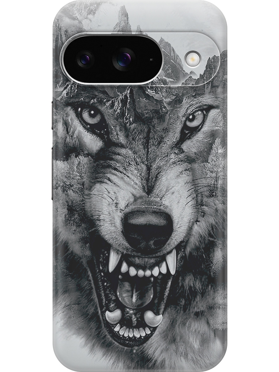 

Силиконовый чехол на Google Pixel 9 с принтом "Волк в горах", Прозрачный;серый, 784809713