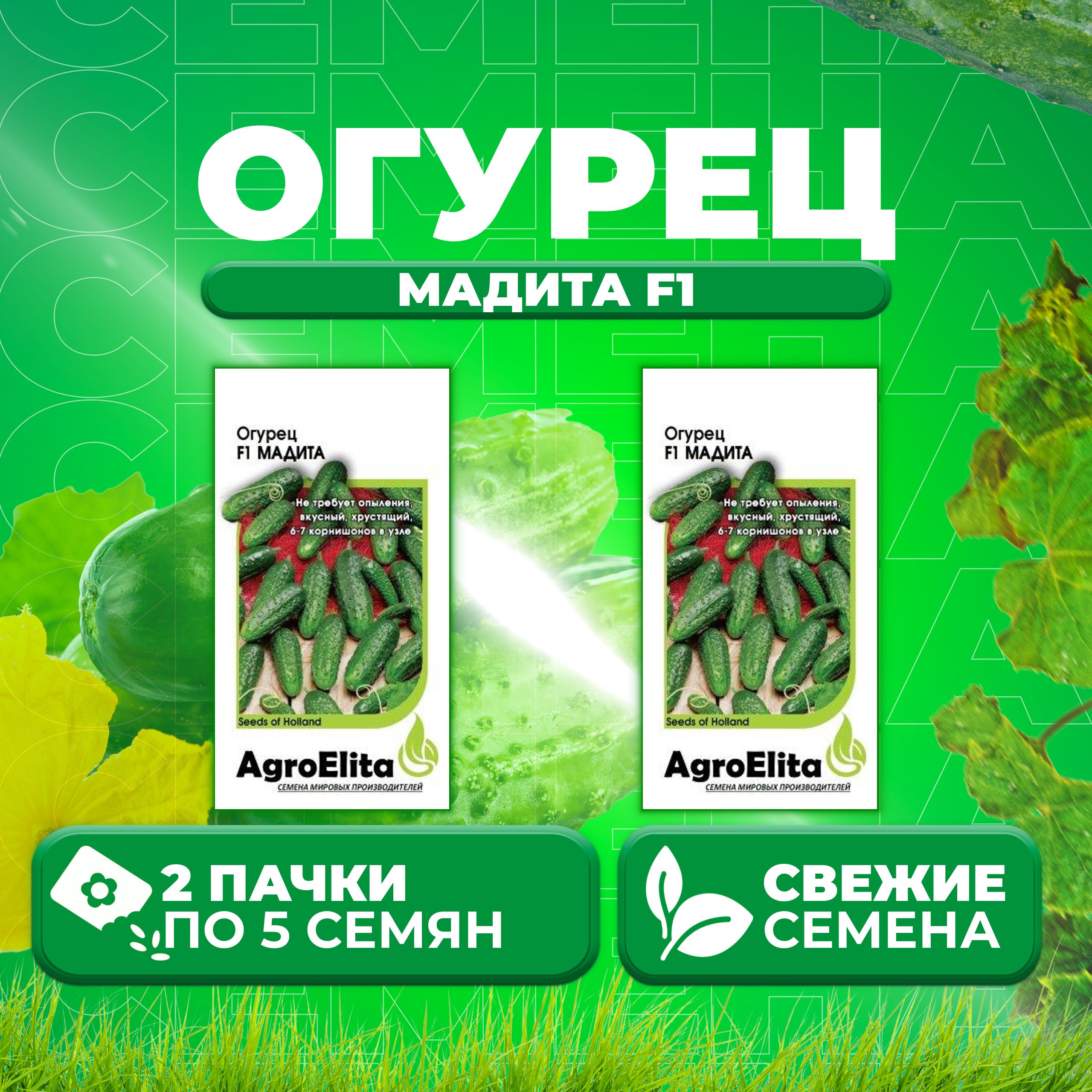 Семена огурец Мадита F1 AgroElita 107000648-2 2 уп.