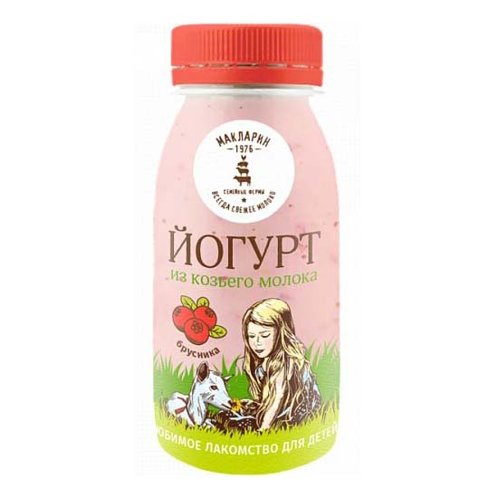 

Питьевой йогурт Макларин из козьего молока брусника БЗМЖ 150 г
