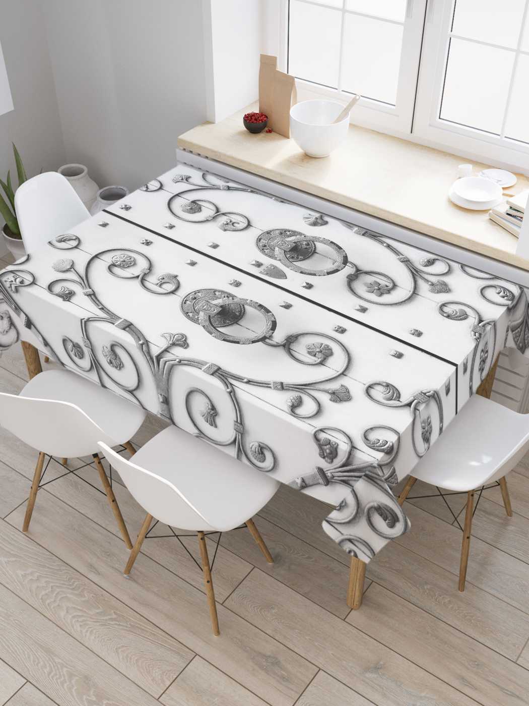 

Скатерть прямоугольная JoyArty "Двери к счастью" из сатена, 180x145 см, Бежевый, Двери к счастью