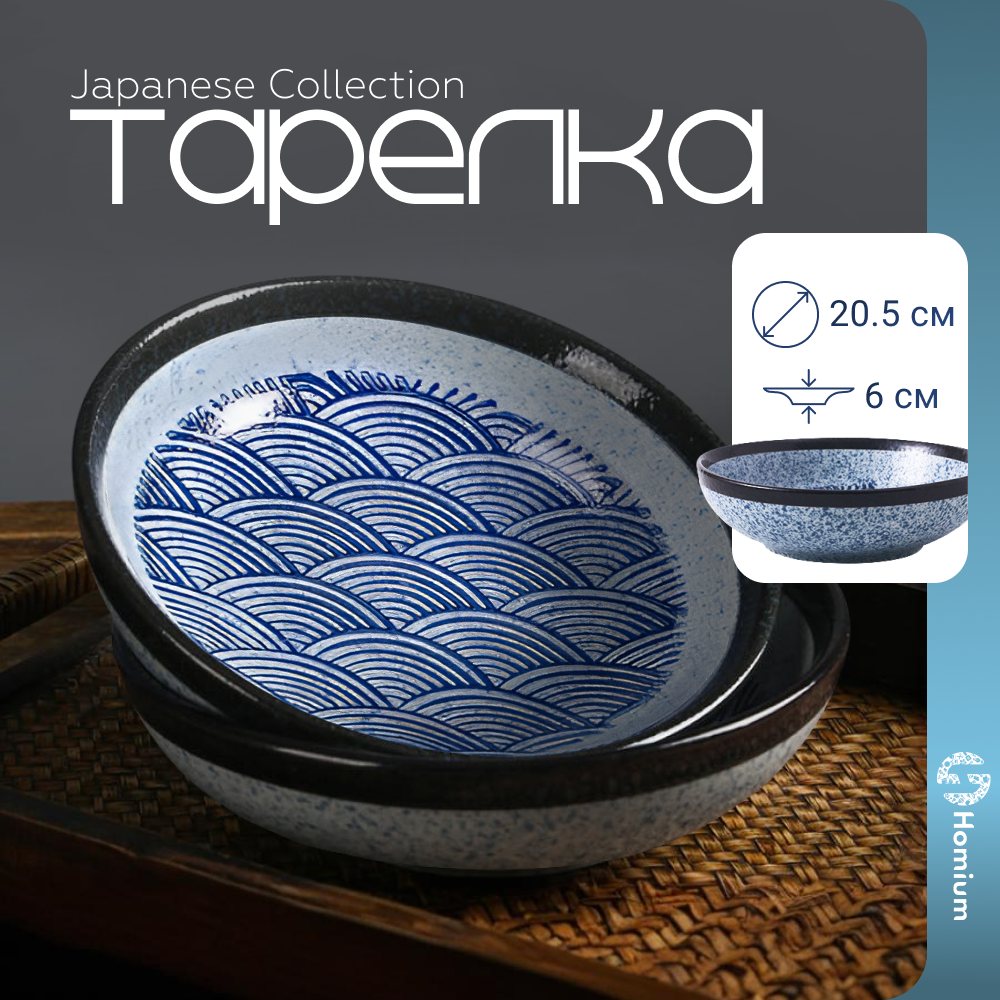 

Тарелка Homium Japanese Collection Top 20.5 см синий, Japanese Collection