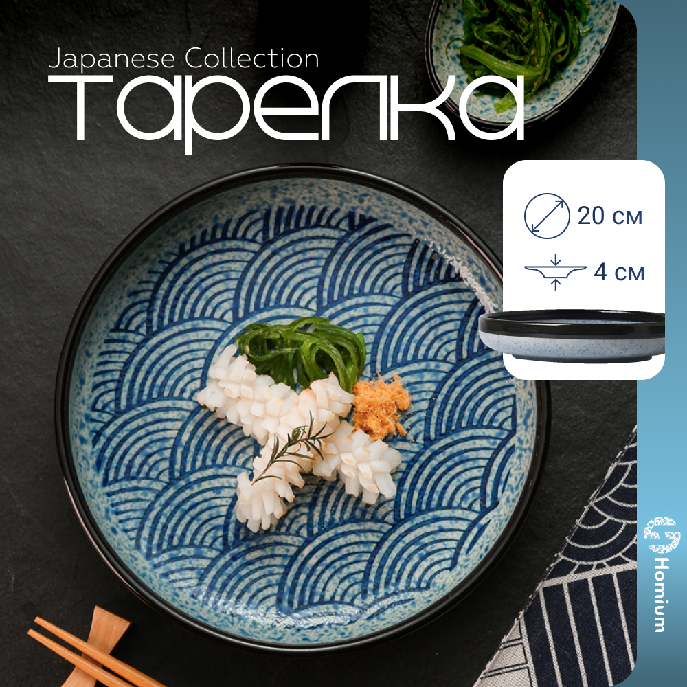 

Тарелка обеденная Homium Japanese Collection Top 20 см синий, Japanese Collection