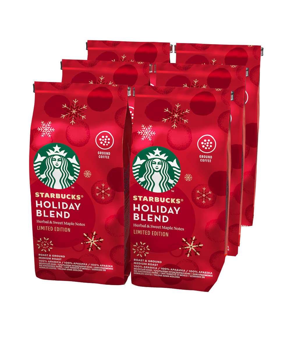 

STARBUCKS. Holiday Blend Limited Edition. Кофе молотый, средняя обжарка 6шт по 190г