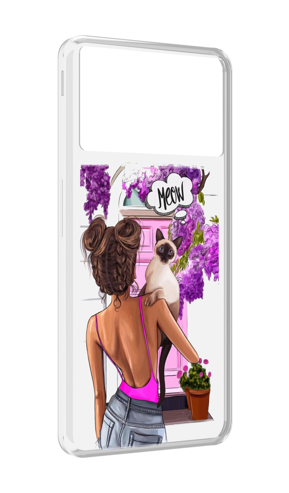 

Чехол MyPads Девушка-с-котиком женский для ZTE Nubia Z40S Pro, Прозрачный, Tocco