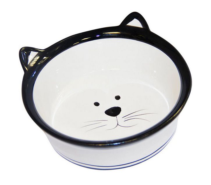 фото Одинарная миска для кошки major, керамика, белый, черный, 0.24 л