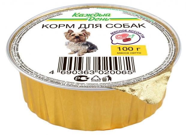 Влажный корм для собак Каждый День мясное ассорти, 100 г