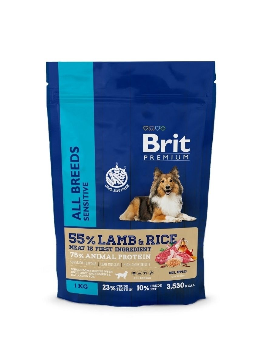 фото Сухой корм для собак brit premium dog sensitive, баранина, индейка, 1.034кг