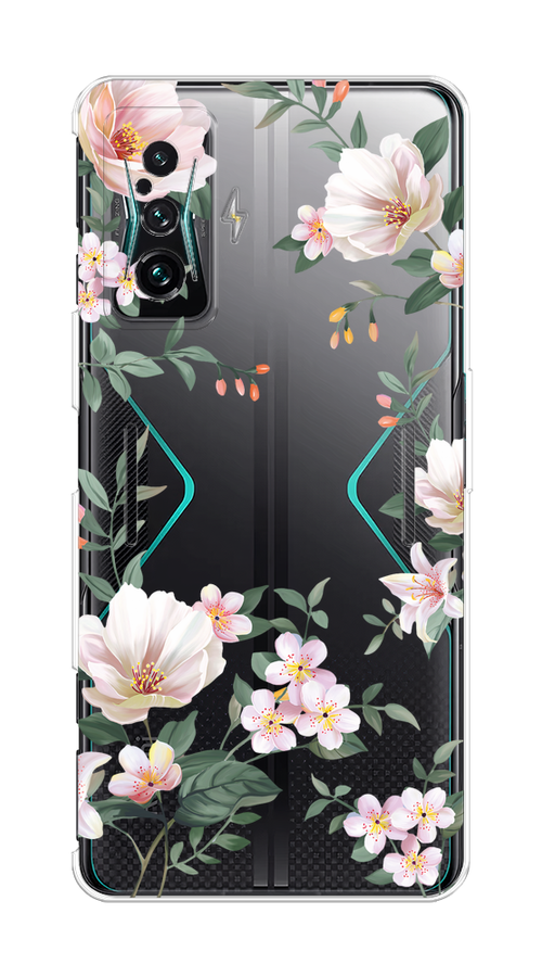 

Чехол на Xiaomi Redmi K50 GE/Poco F4 GT "Beautiful white flowers", Бежевый;зеленый, 314950-1