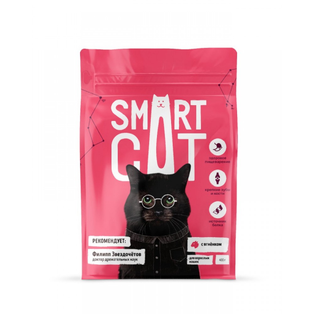 Сухой корм для кошек Smart CAT, ягненок, 1.4кг
