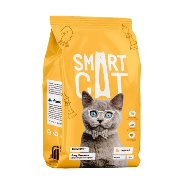 фото Сухой корм для котят smart cat с цыпленком 1,4 кг