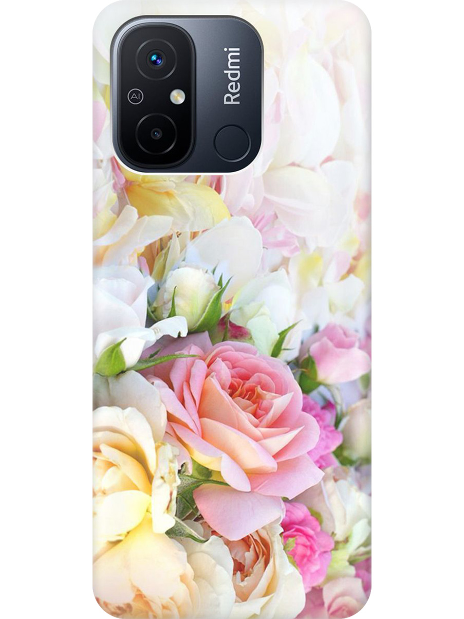 

Силиконовый чехол на Xiaomi Redmi 12C с принтом "Нежные розы", Прозрачный;белый;желтый;розовый, 766734821