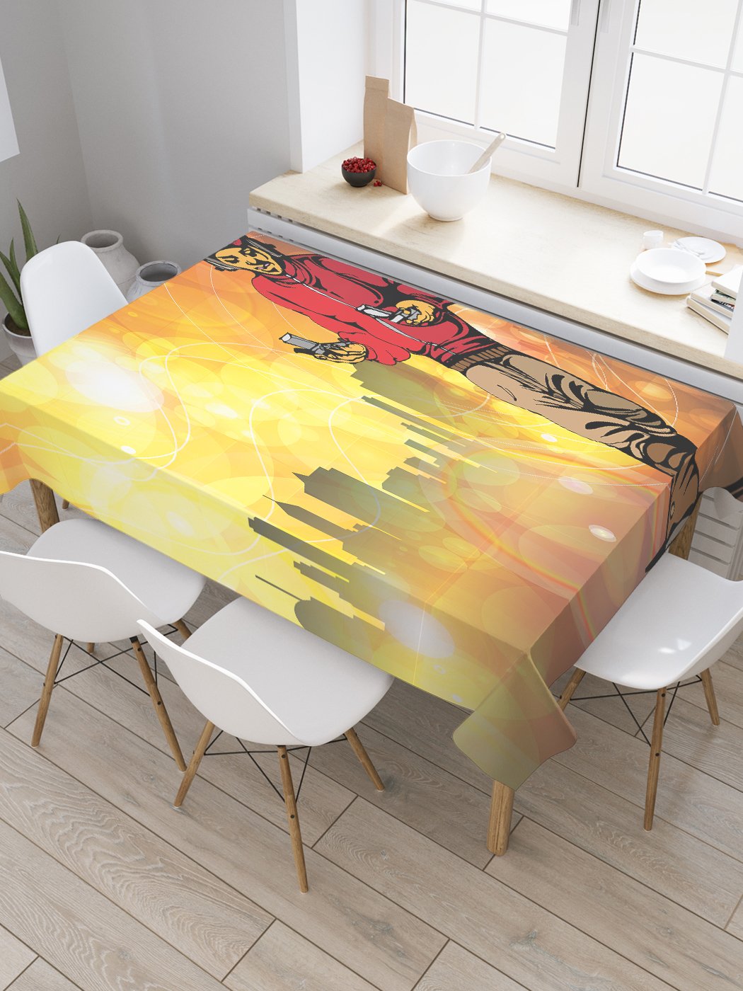 

Скатерть прямоугольная JoyArty "Хип-хопер в наушниках" из оксфорда, 120x145 см, Желтый, Хип-хопер в наушниках