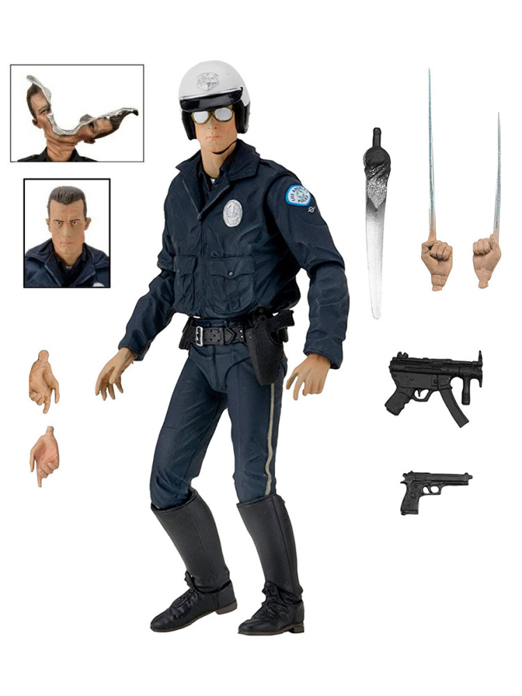 Фигурка Neca Терминатор полицейский Terminator T-1000 Motorcycle Cop подвижная 18 см фигурка neca раненый робокоп с док станцией robocop подвижная 18 см