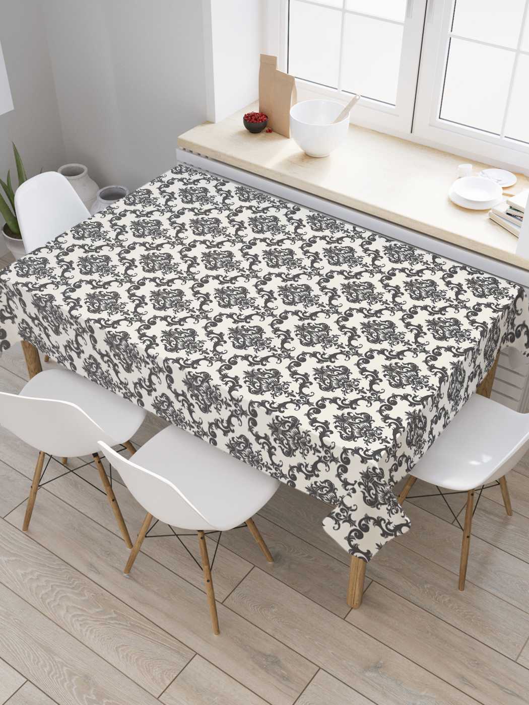 

Скатерть прямоугольная JoyArty "Своеобразный орнамент" из сатена, 180x145 см, Белый, Своеобразный орнамент