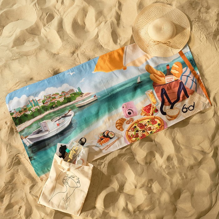 

Полотенце "Пикник на море" 70х146 см, 100% хлопок 160гр/м2