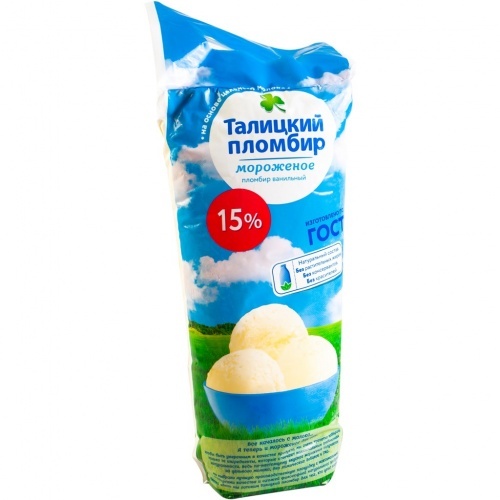 

Мороженое пломбир Талицкий пломбир ванильное 15% БЗМЖ 1 кг