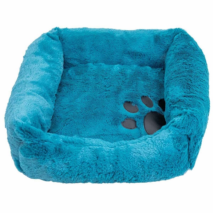 Лежак для животных ZooM Belka, с подушкой, бирюзовый, мех, сатин, синтепух, 35х35х13 см