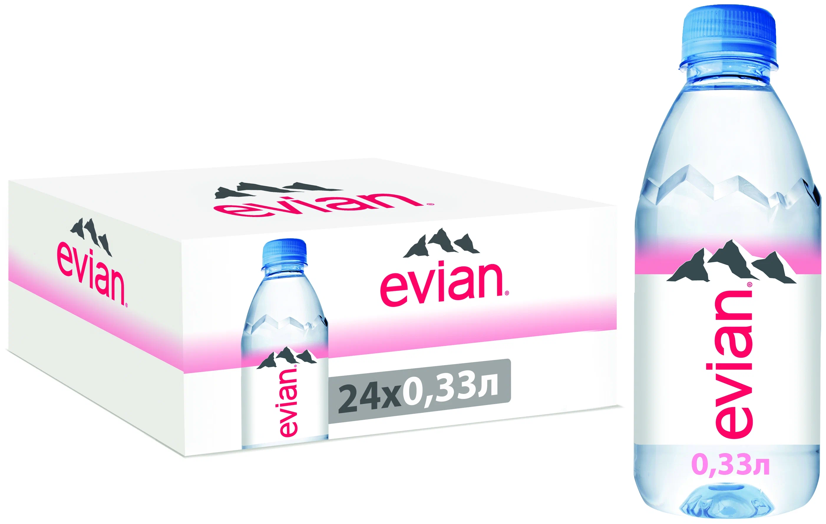 Минеральная вода Evian без газа, 0,33 л х 24 шт