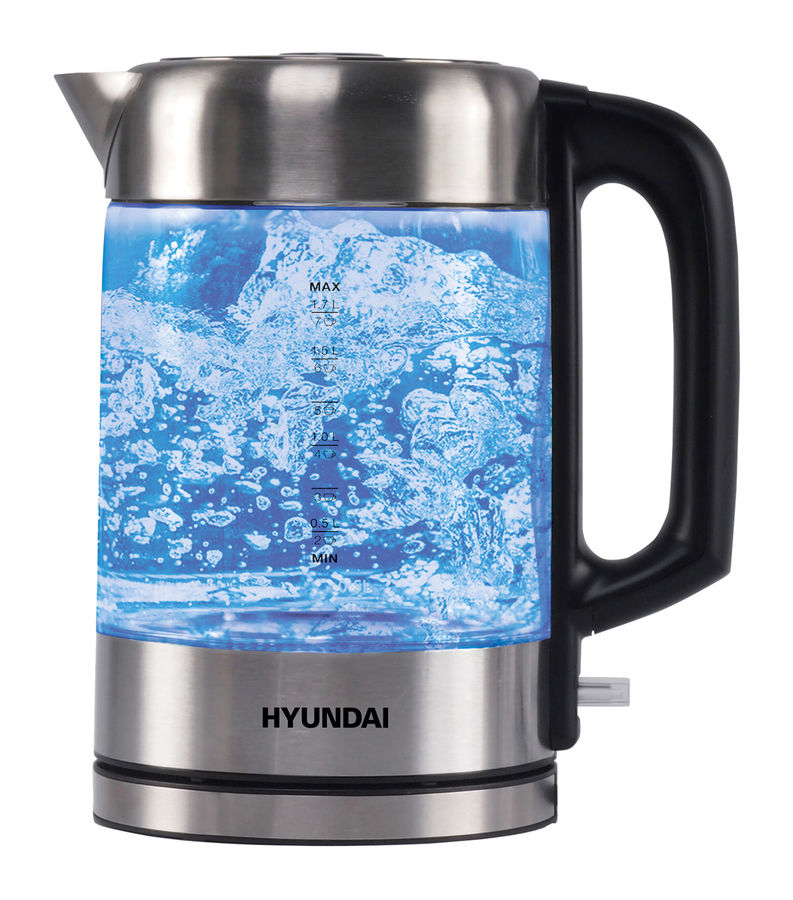 

Чайник электрический Hyundai HYK-G6405 1.7л черный/серебристый, HYK-G6405