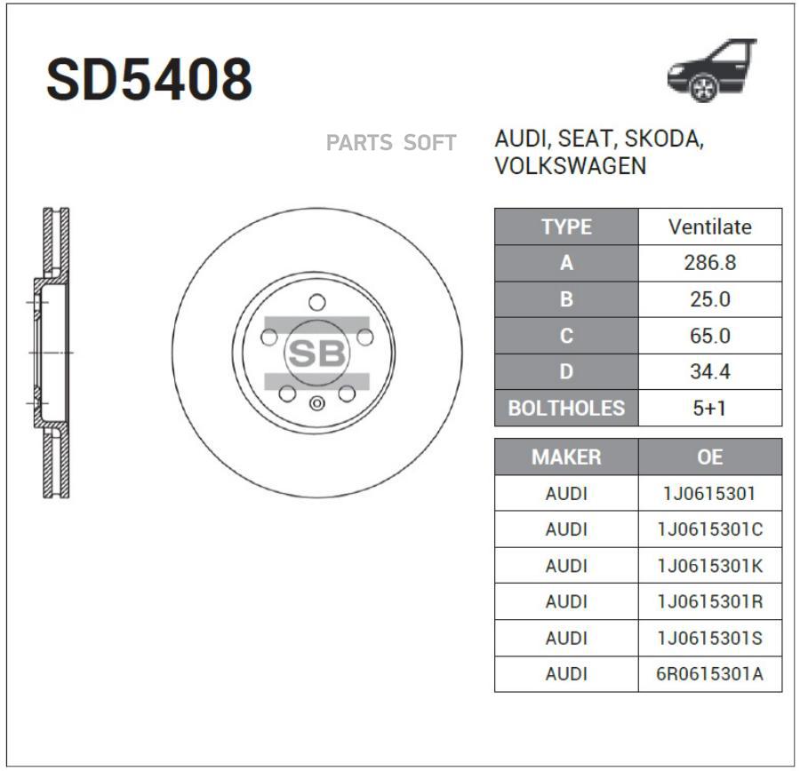 

Диск Тормозной, Передний Sangsin brake арт. SD5408