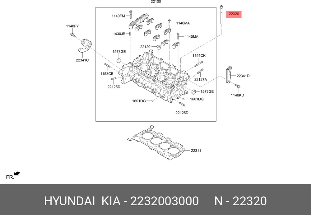

Болт М9х1.5х127 Hyundai/Kia 22320-03000 Hyundai-KIA арт. 22320-03000