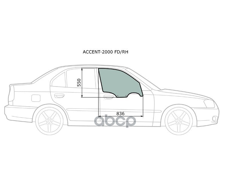 Стекло Переднее Правое Опускное Hyundai Accent (Сборка Россия) 4/5D 00-12 Xyg Арт. Accent-