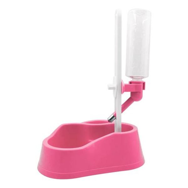 фото Двойная миска для собак zooone, пластик, розовый, 0.45 л